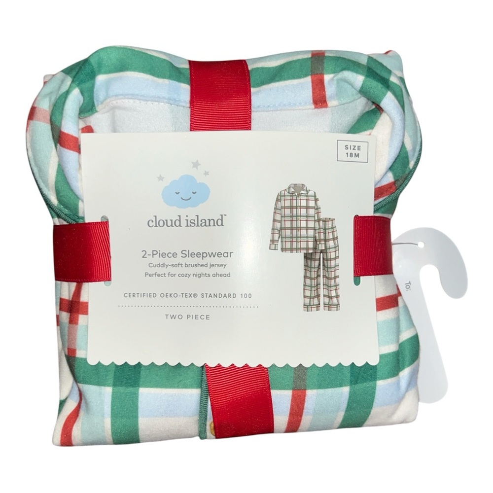 Cloud Island Holiday Plaid 2-Piece  Sleepwear - Green Red White